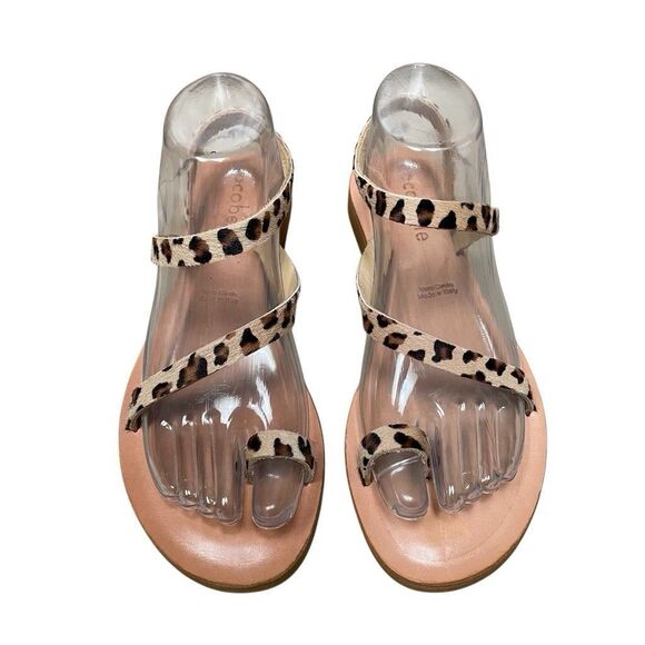 Cocabelle Leopard Print Sandals women’s 8.5 leather two strap made in Italy - Picture 2 of 7